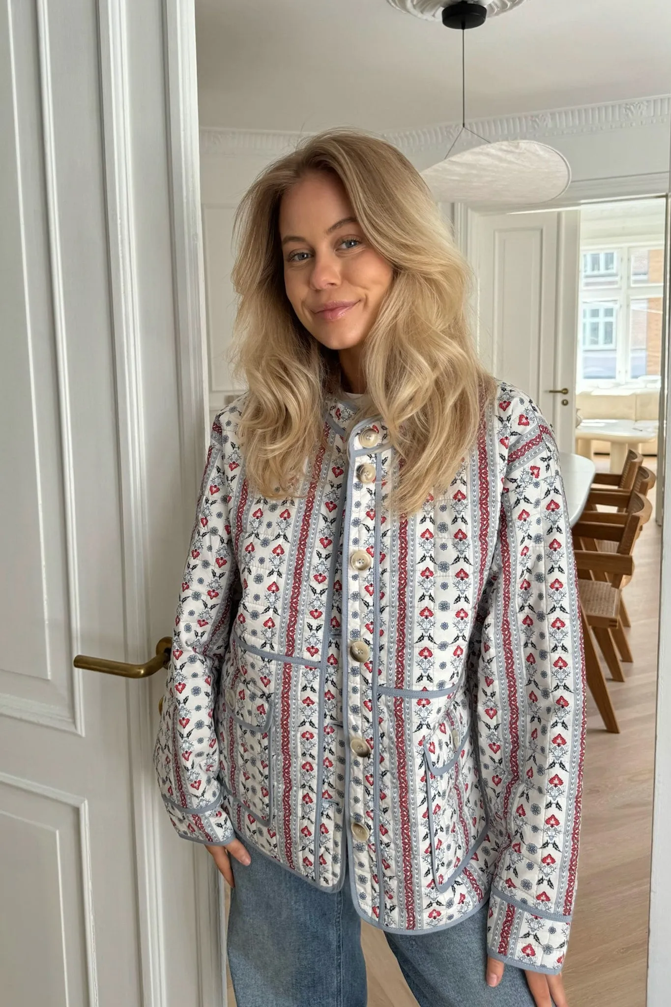 EmmyIC Quilted Jakke - Blå Rød Print