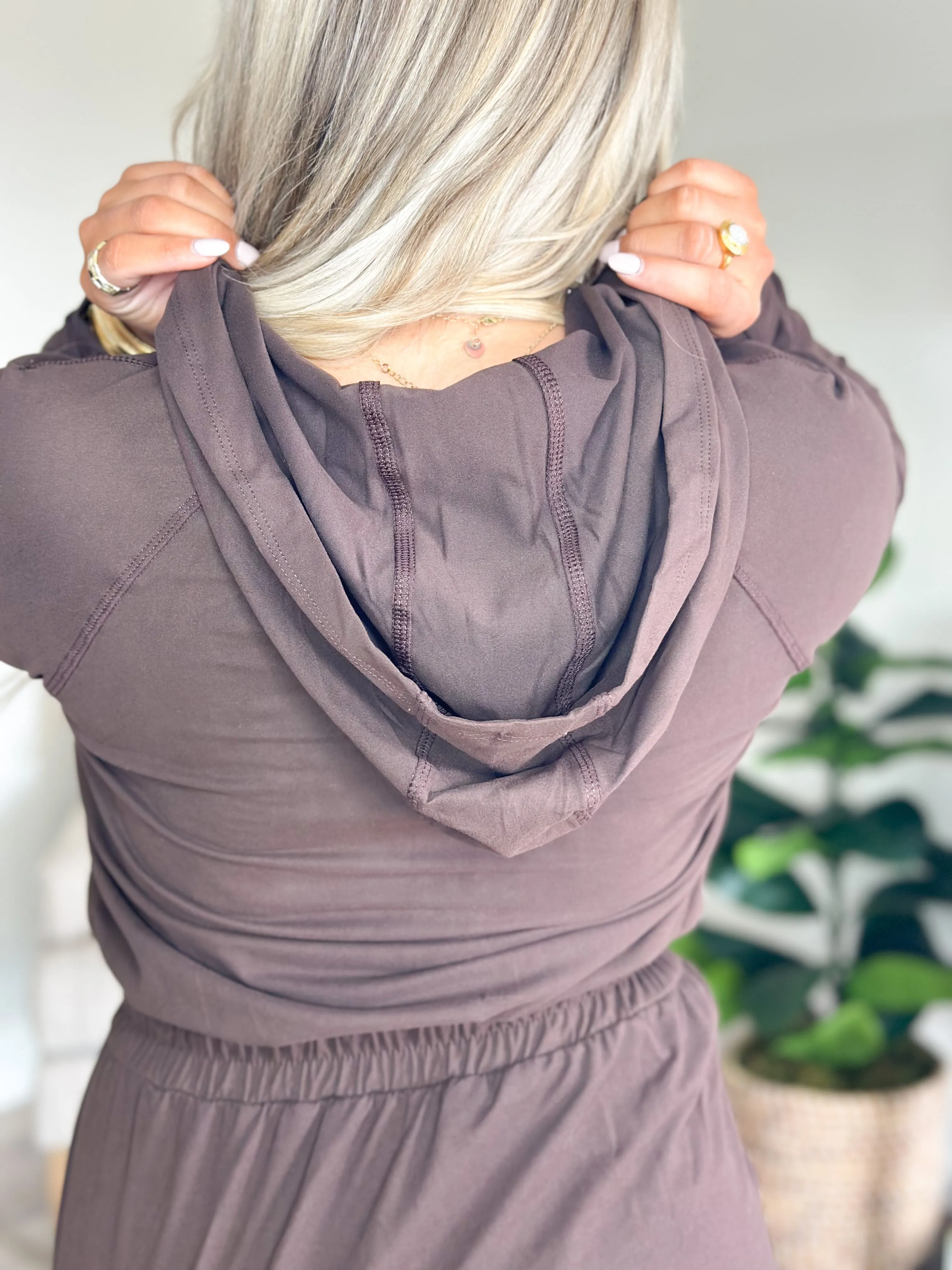 Espresso Long Sleeve Hoodie Romper