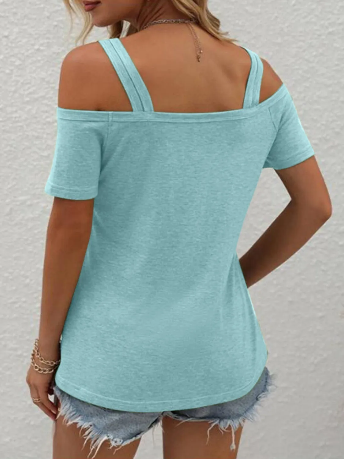 Eva Double Spaghetti Straps Short Sleeve T-Shirt
