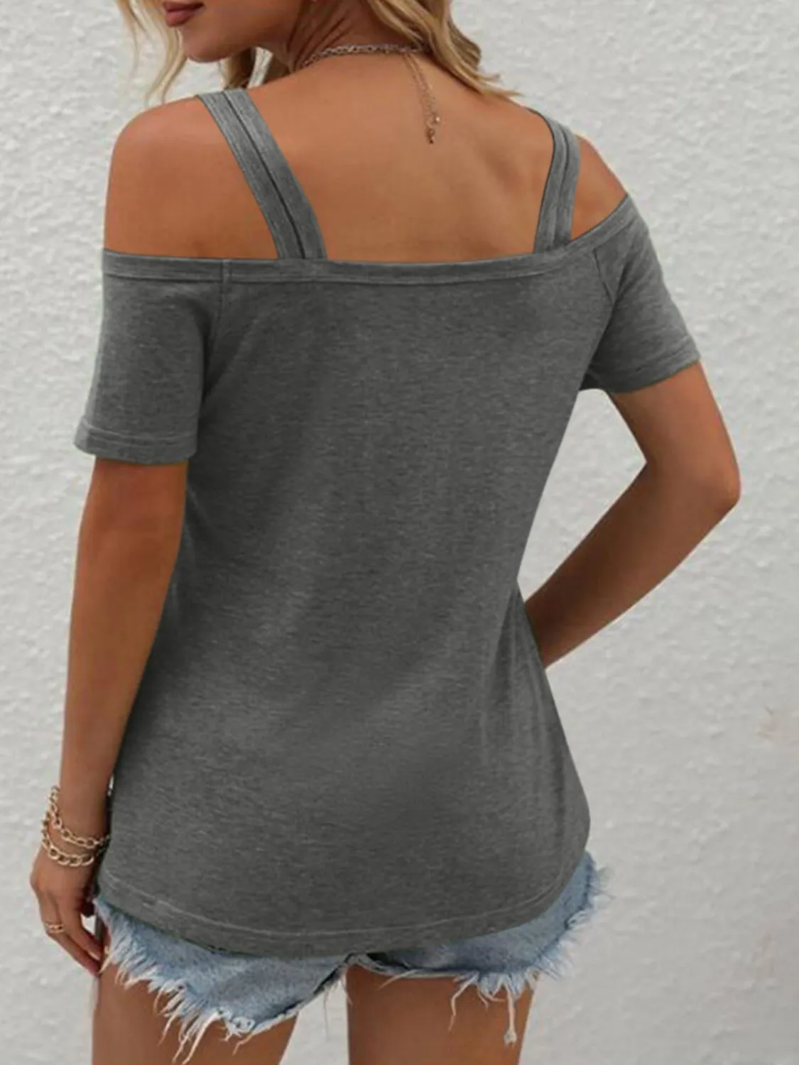 Eva Double Spaghetti Straps Short Sleeve T-Shirt