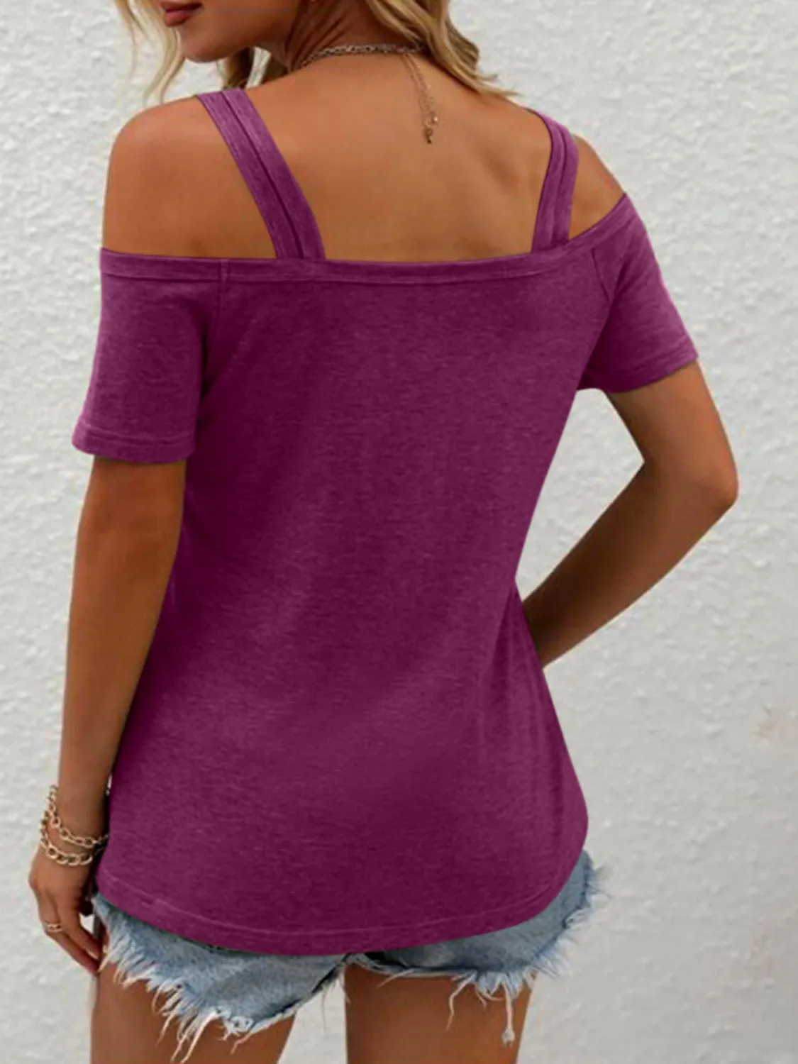 Eva Double Spaghetti Straps Short Sleeve T-Shirt