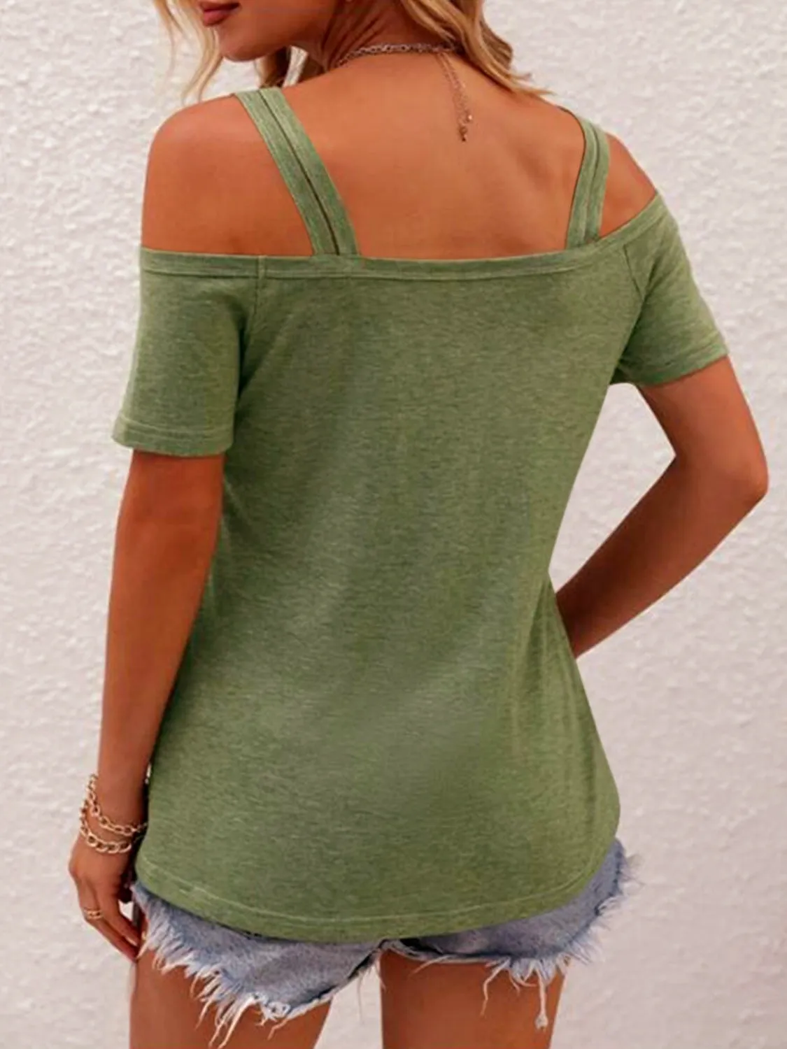 Eva Double Spaghetti Straps Short Sleeve T-Shirt