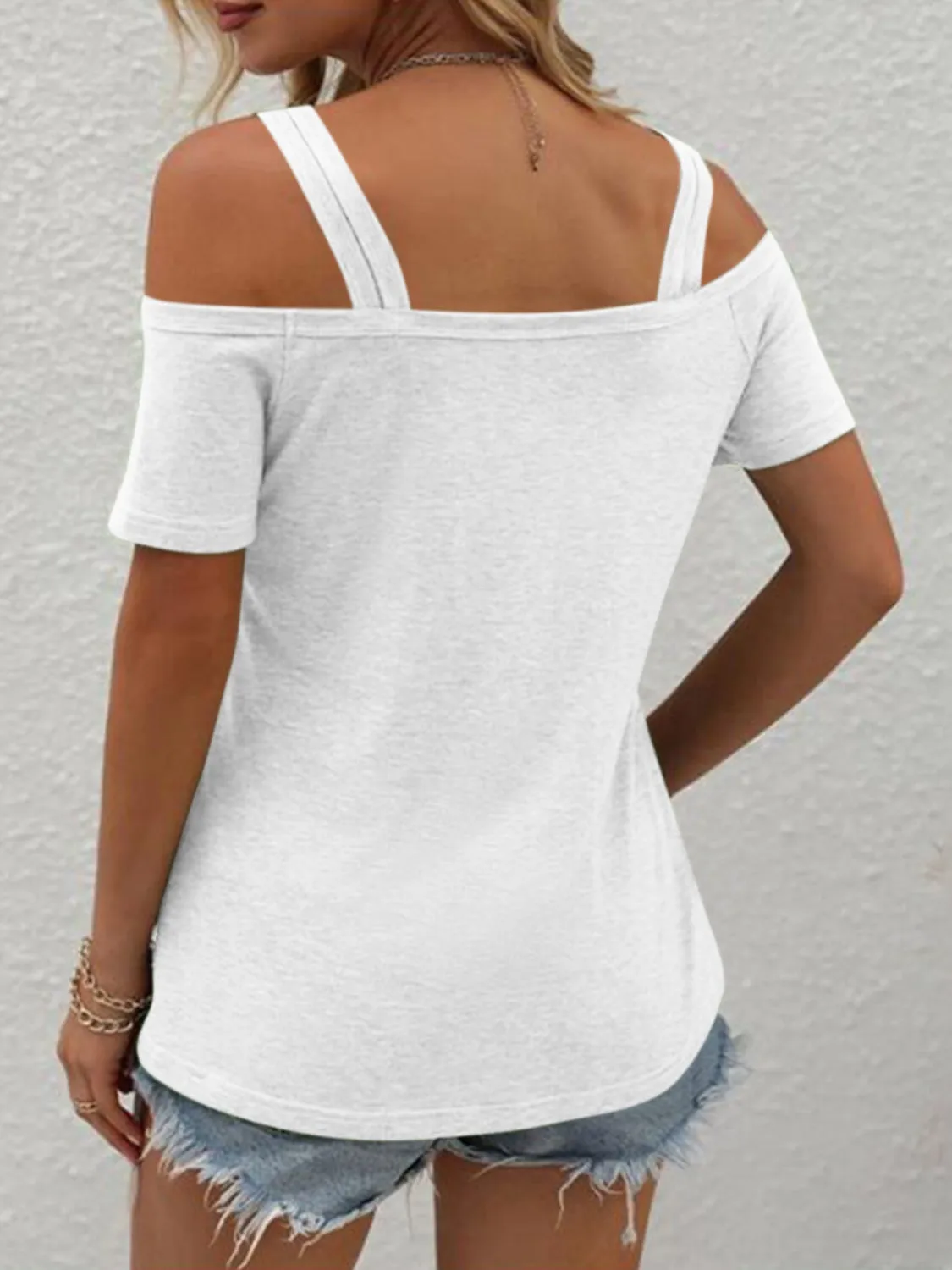 Eva Double Spaghetti Straps Short Sleeve T-Shirt