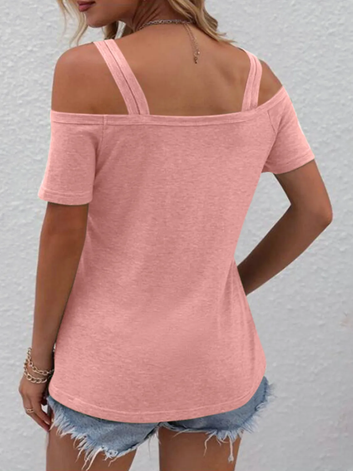 Eva Double Spaghetti Straps Short Sleeve T-Shirt