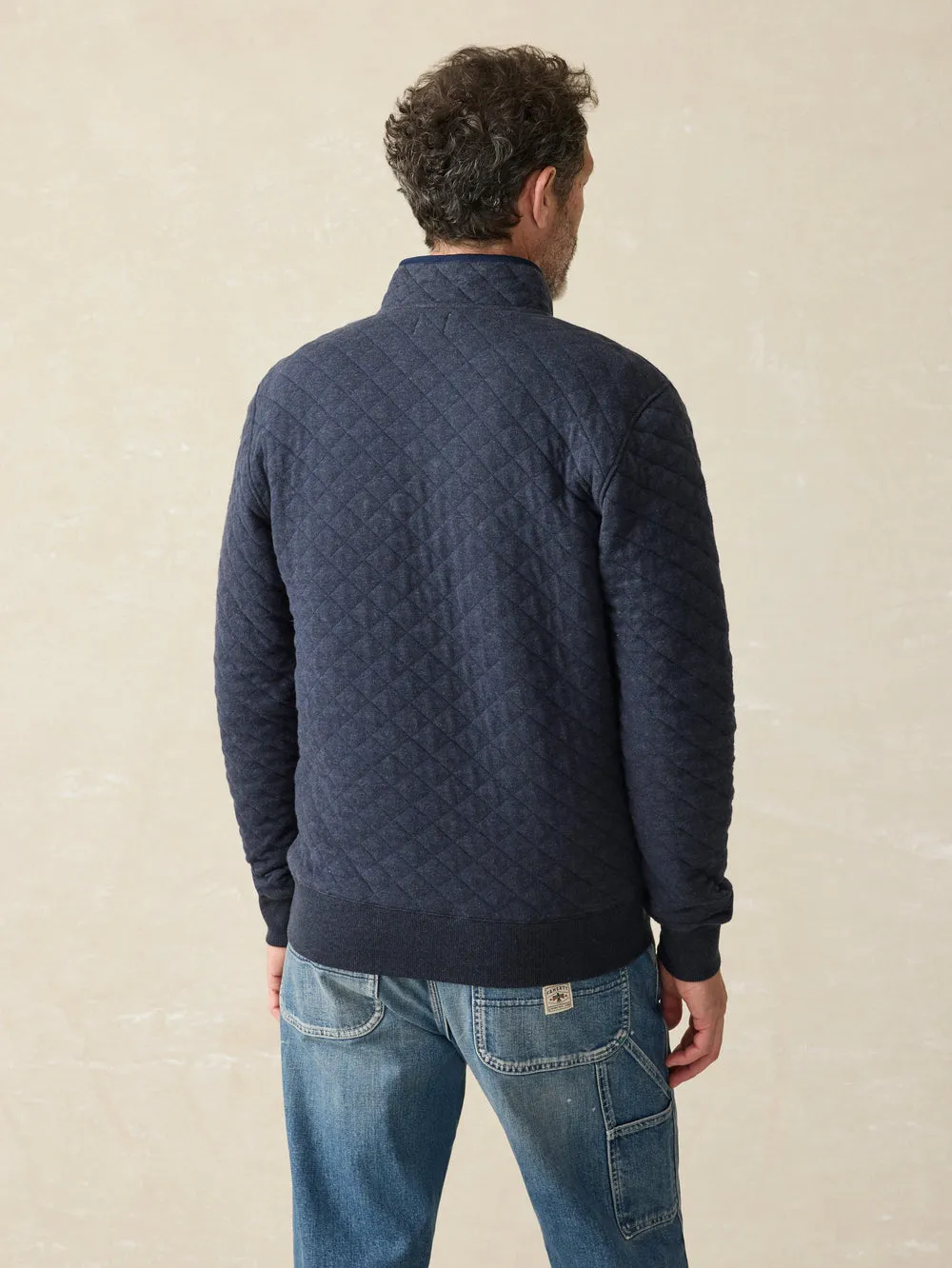 Faherty - Epic Quilted Fleece Pullover - Navy Melange