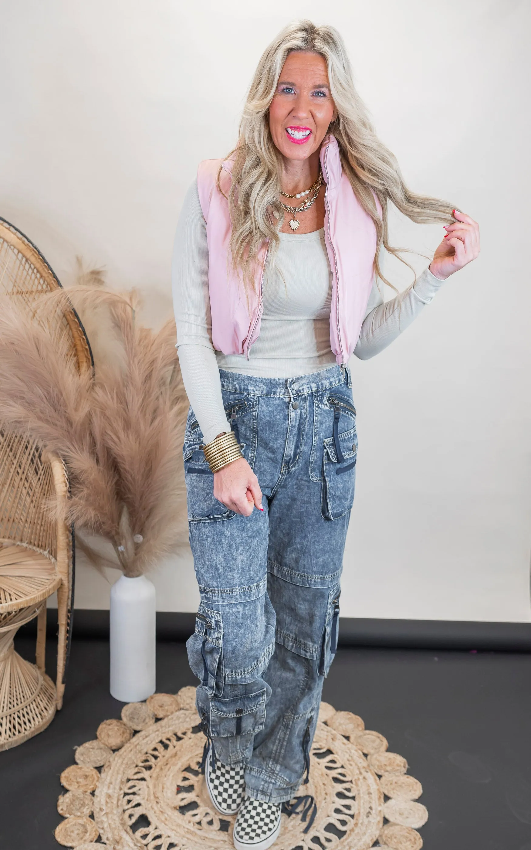 Faux Leather Puffer Vest - Final Sale