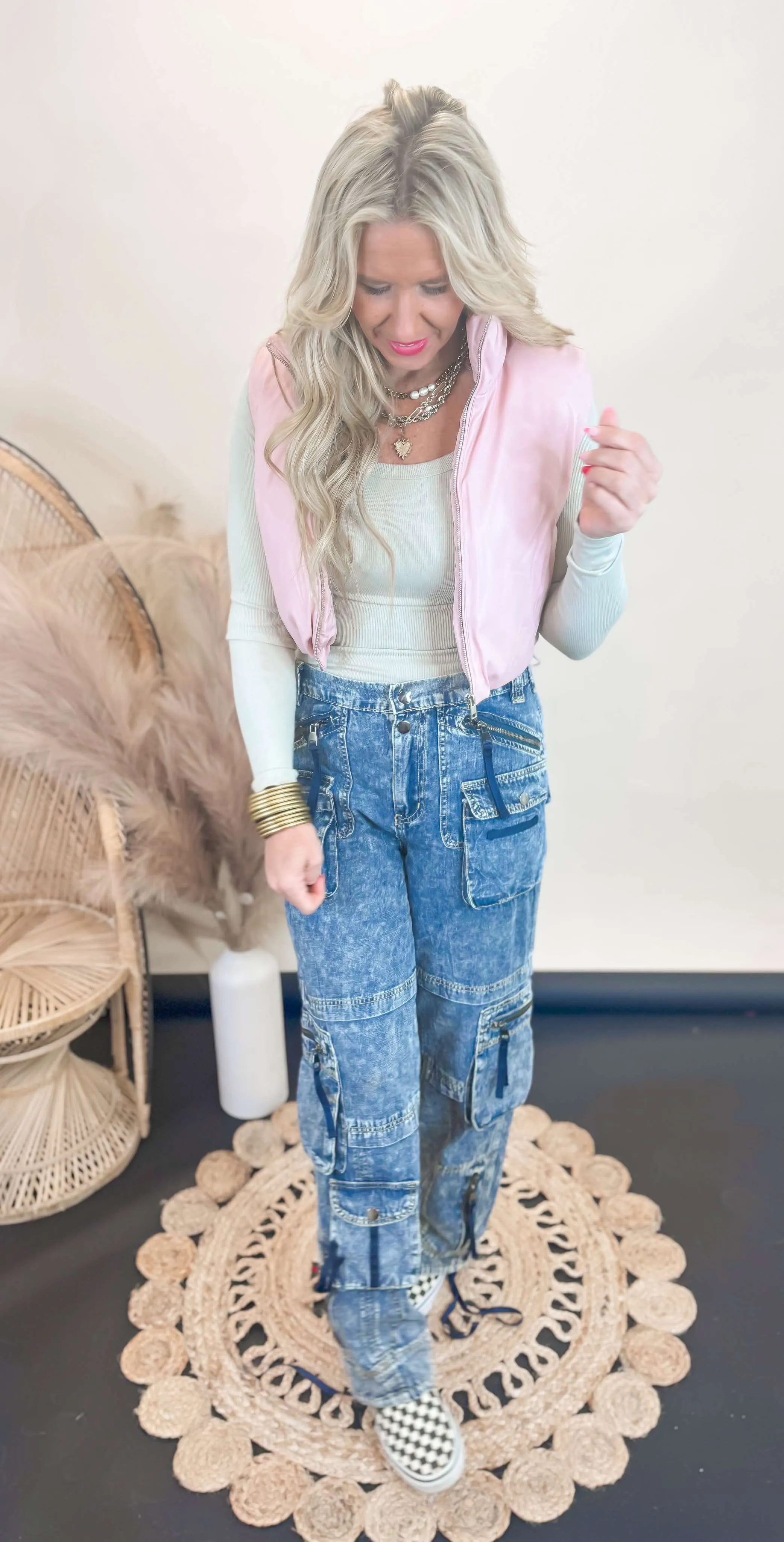 Faux Leather Puffer Vest - Final Sale