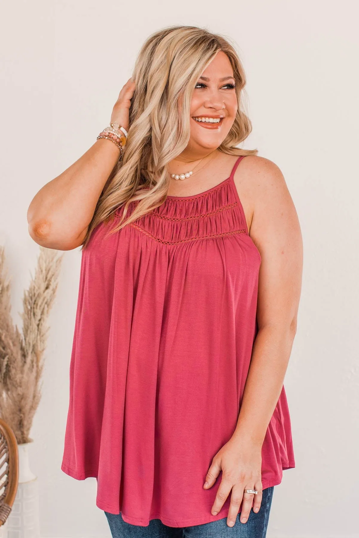 Festival Memories Crochet Tank- Rose Bud