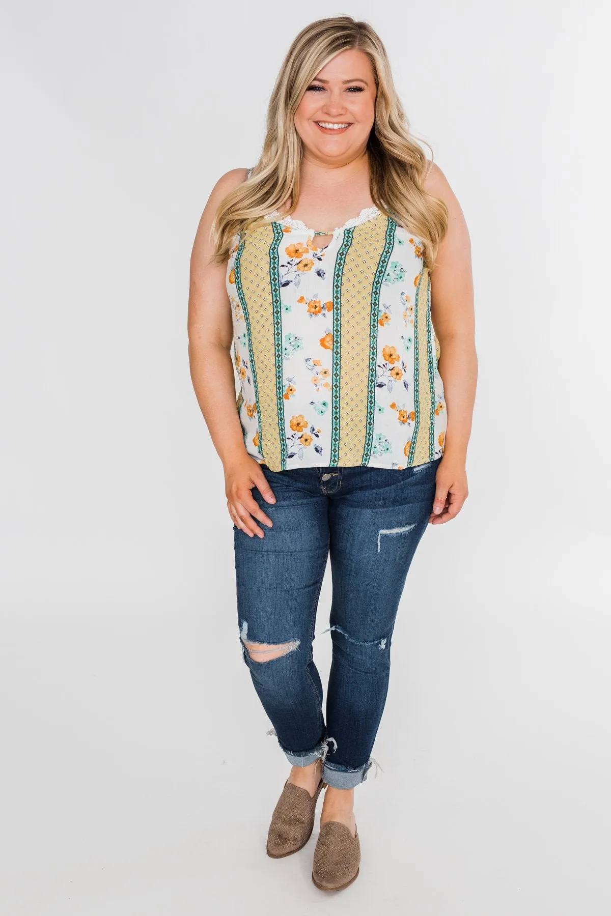 Flirty and Fun Keyhole Tank Top- Yellow