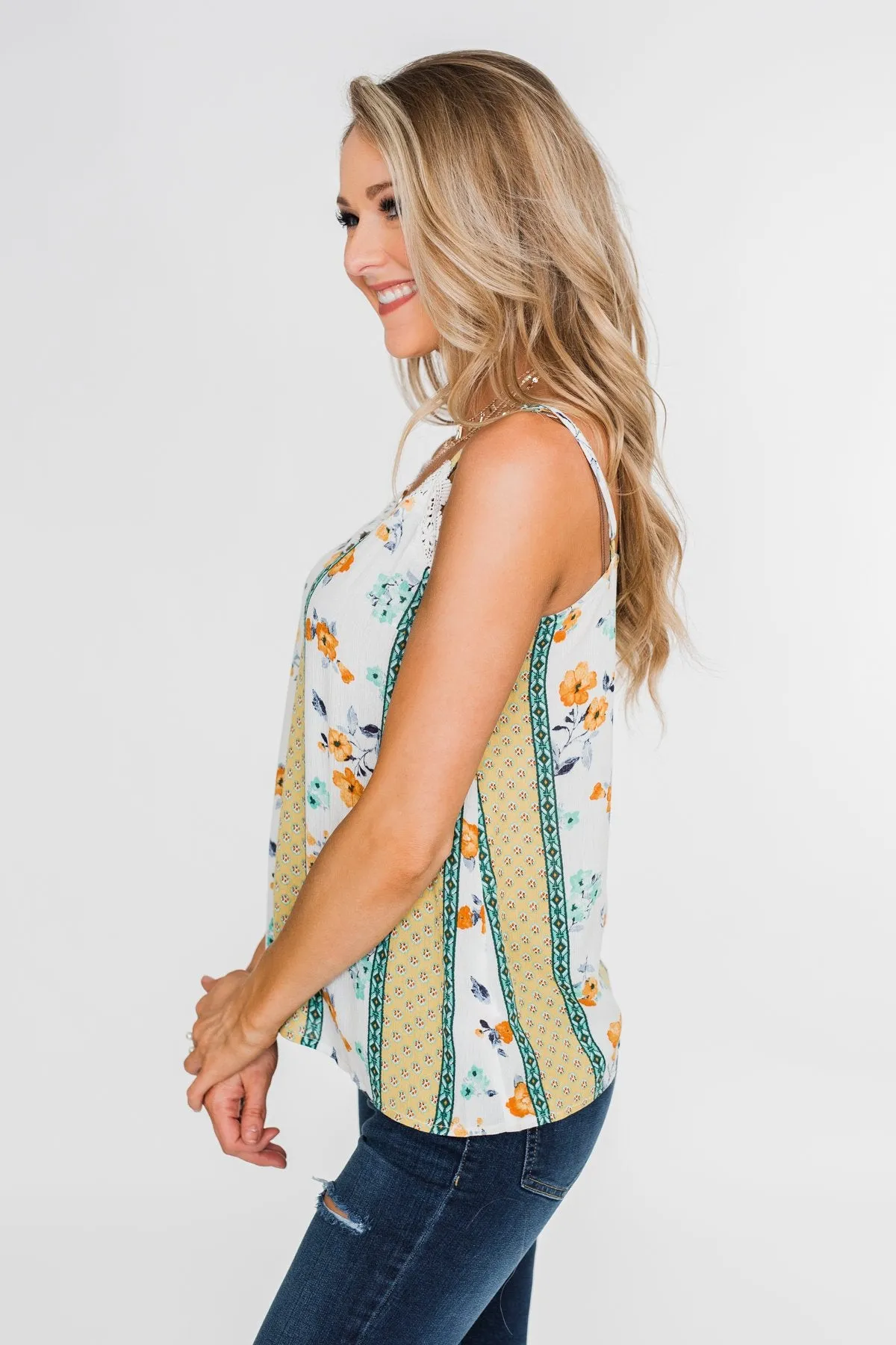Flirty and Fun Keyhole Tank Top- Yellow
