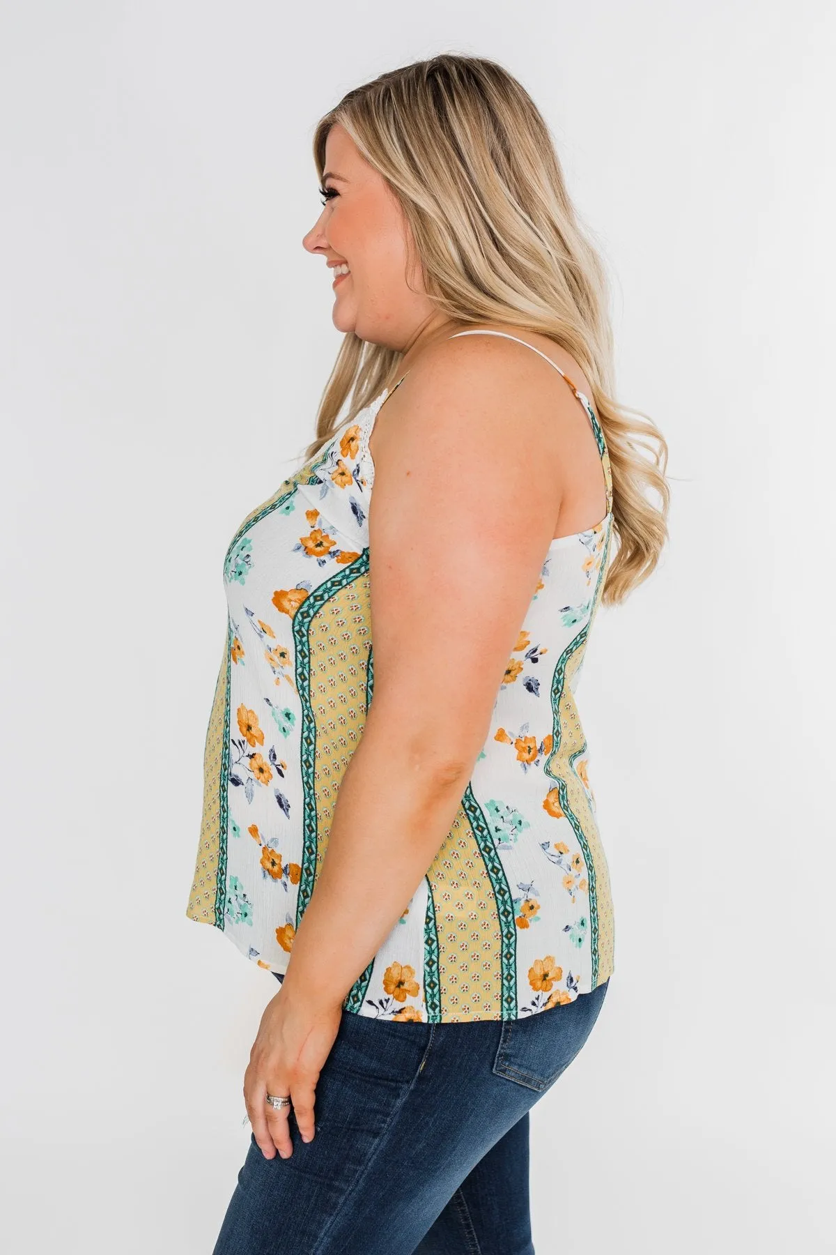 Flirty and Fun Keyhole Tank Top- Yellow