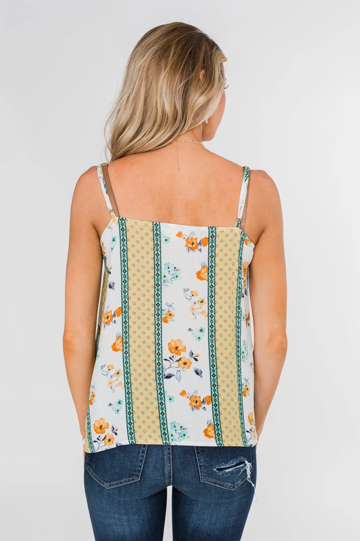 Flirty and Fun Keyhole Tank Top- Yellow