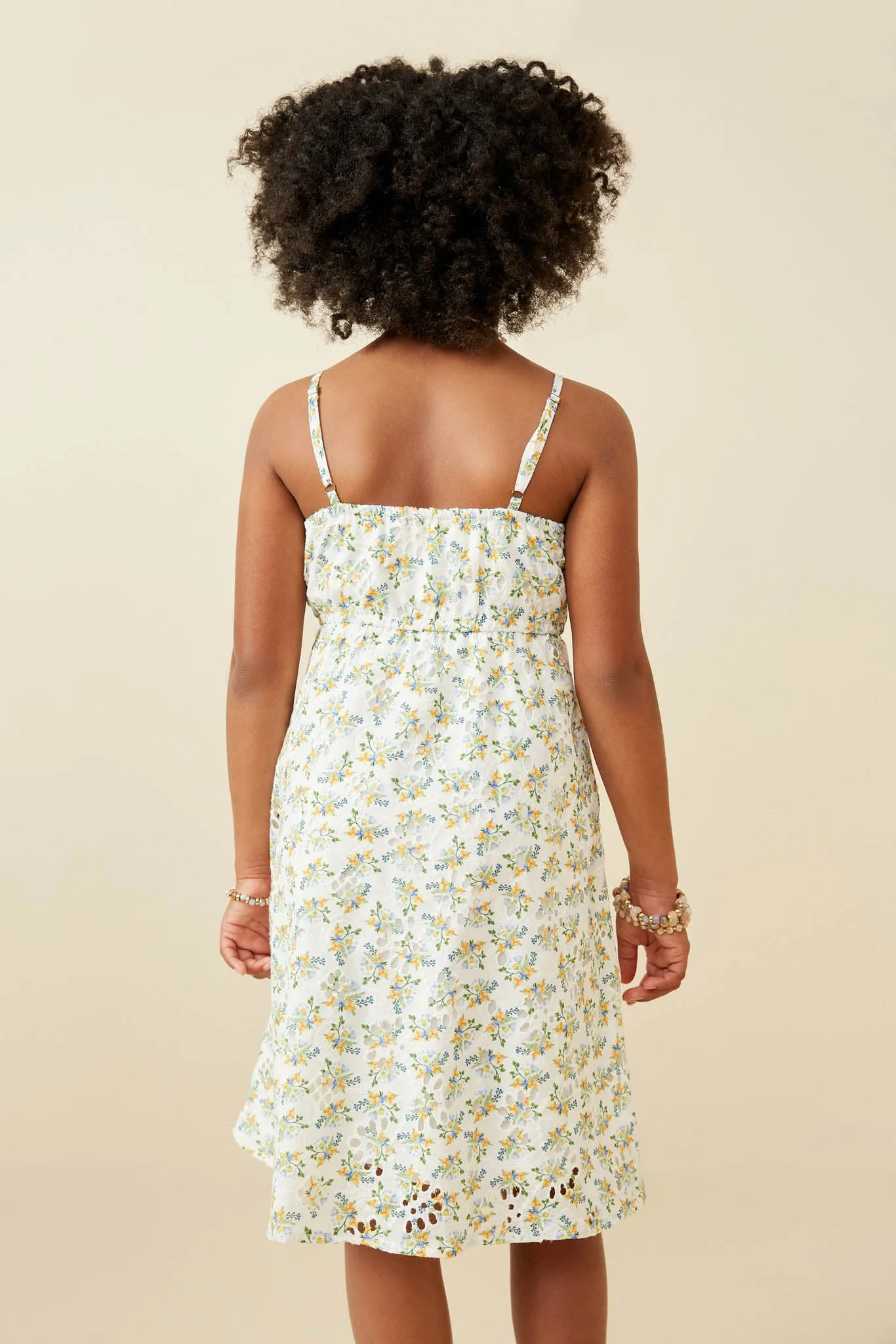 Floral Printed Eyelet Tank Dress
