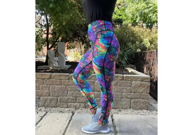 Fluorescent Flora leggings with pockets