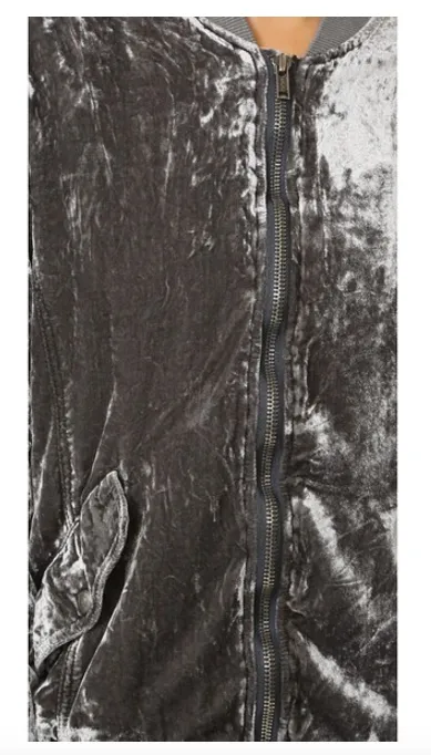 Free People Ruched Velvet Bomber Jacket | Navy