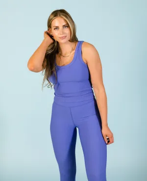 Full Length Ribbed Tank - Electric Blue