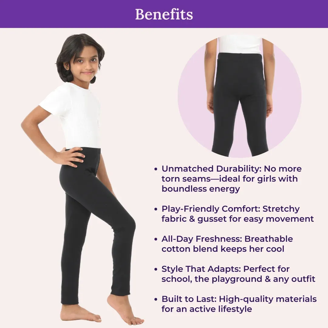 Girls' Leggings | High Waist | Ankle Length | Gusset Crotch Prevents Ripping | Non-See-Through | Cotton-Elastane Blend | Perfect For Every Occasion