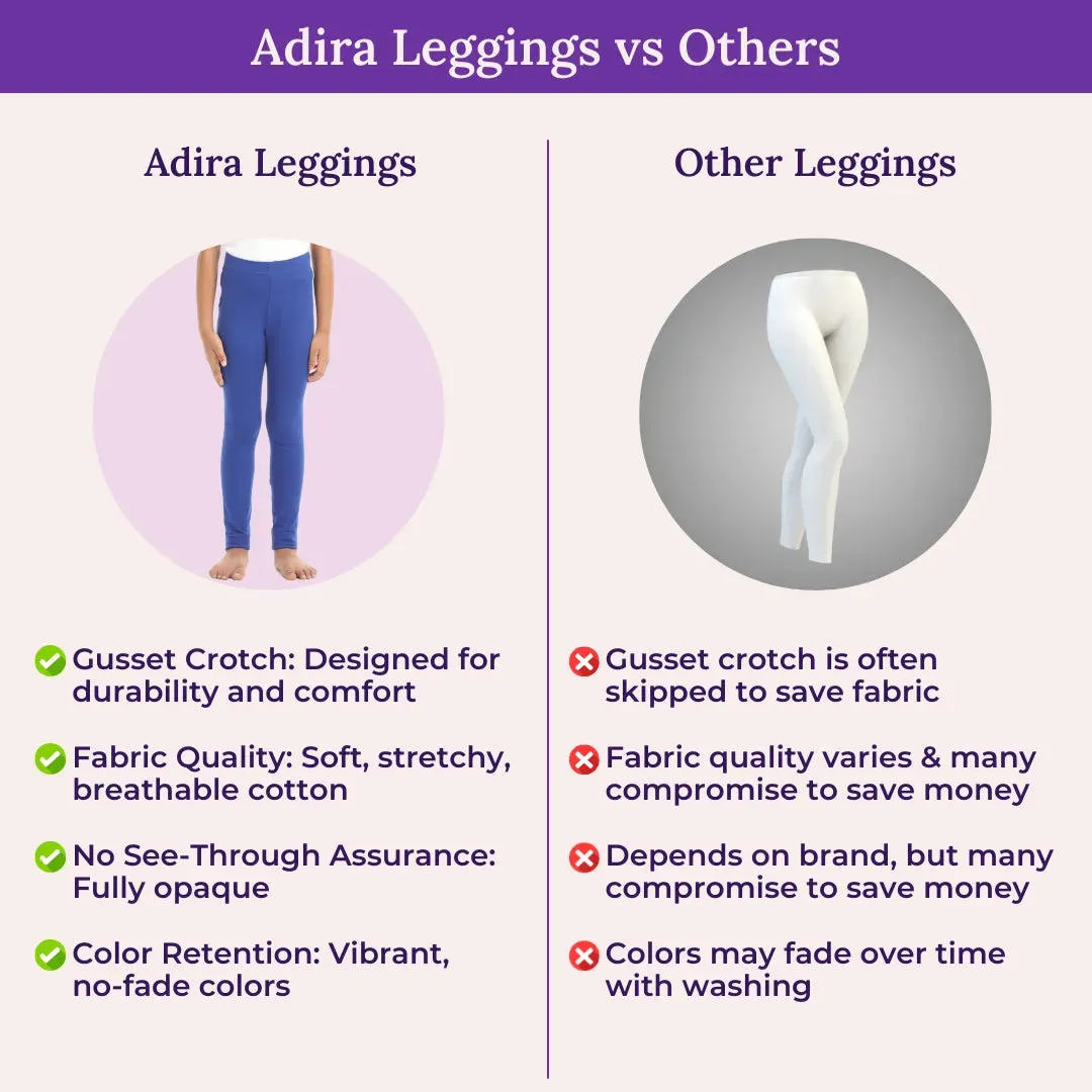Girls' Leggings | High Waist | Ankle Length | Gusset Crotch Prevents Ripping | Non-See-Through | Cotton-Elastane Blend | Perfect For Every Occasion