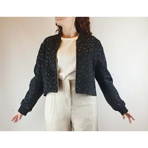 Gorman black bomberjacket with navy and tan embroydered print size 14 (tiny fit, best fits 10)