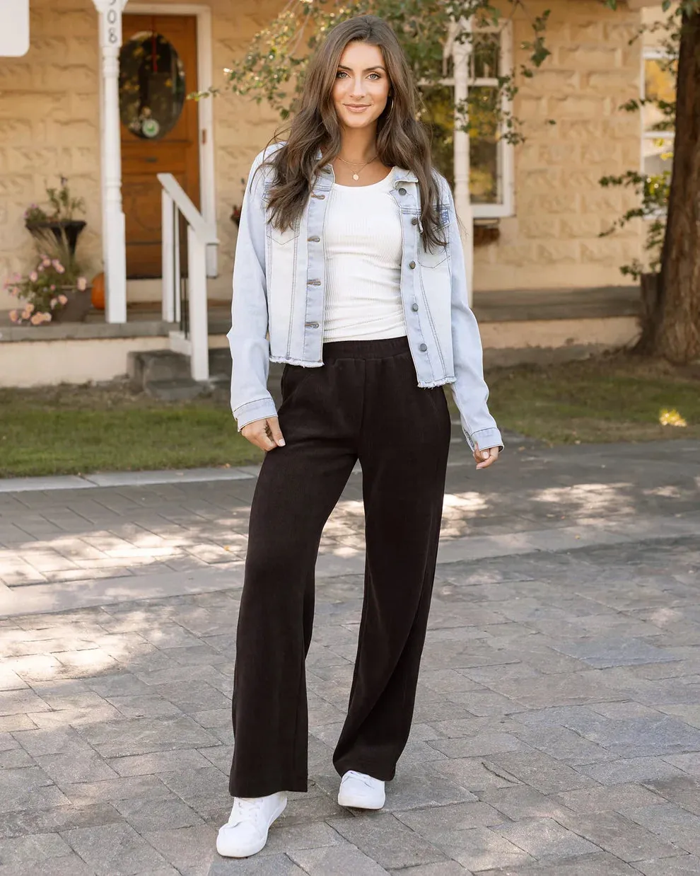 Grace & Lace Corded Straight Leg Pants - Java