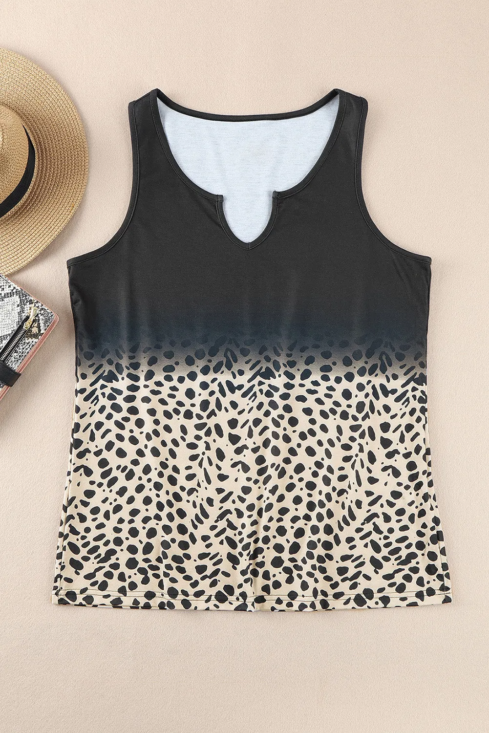 Gradient Split Neck Tank Top