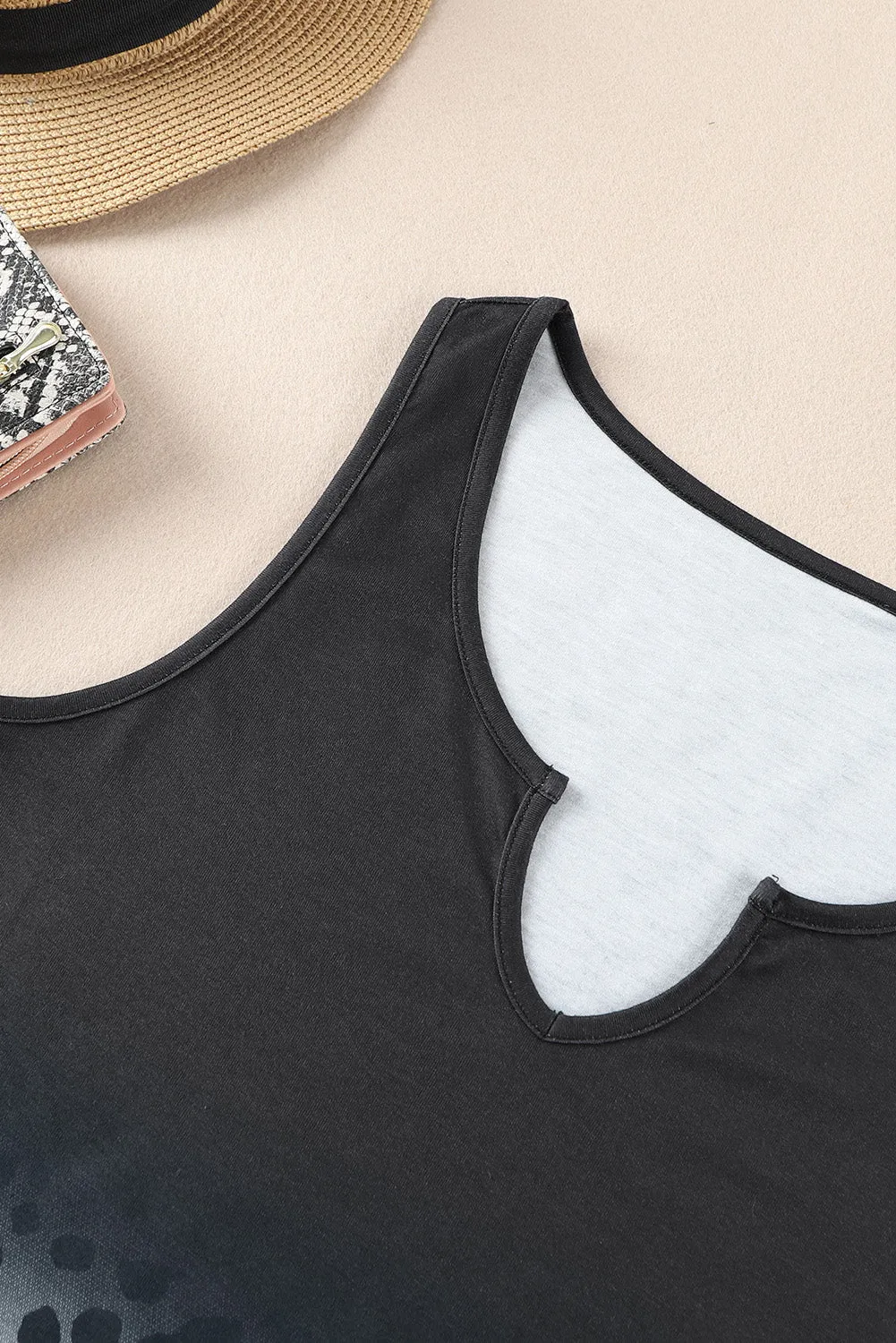 Gradient Split Neck Tank Top