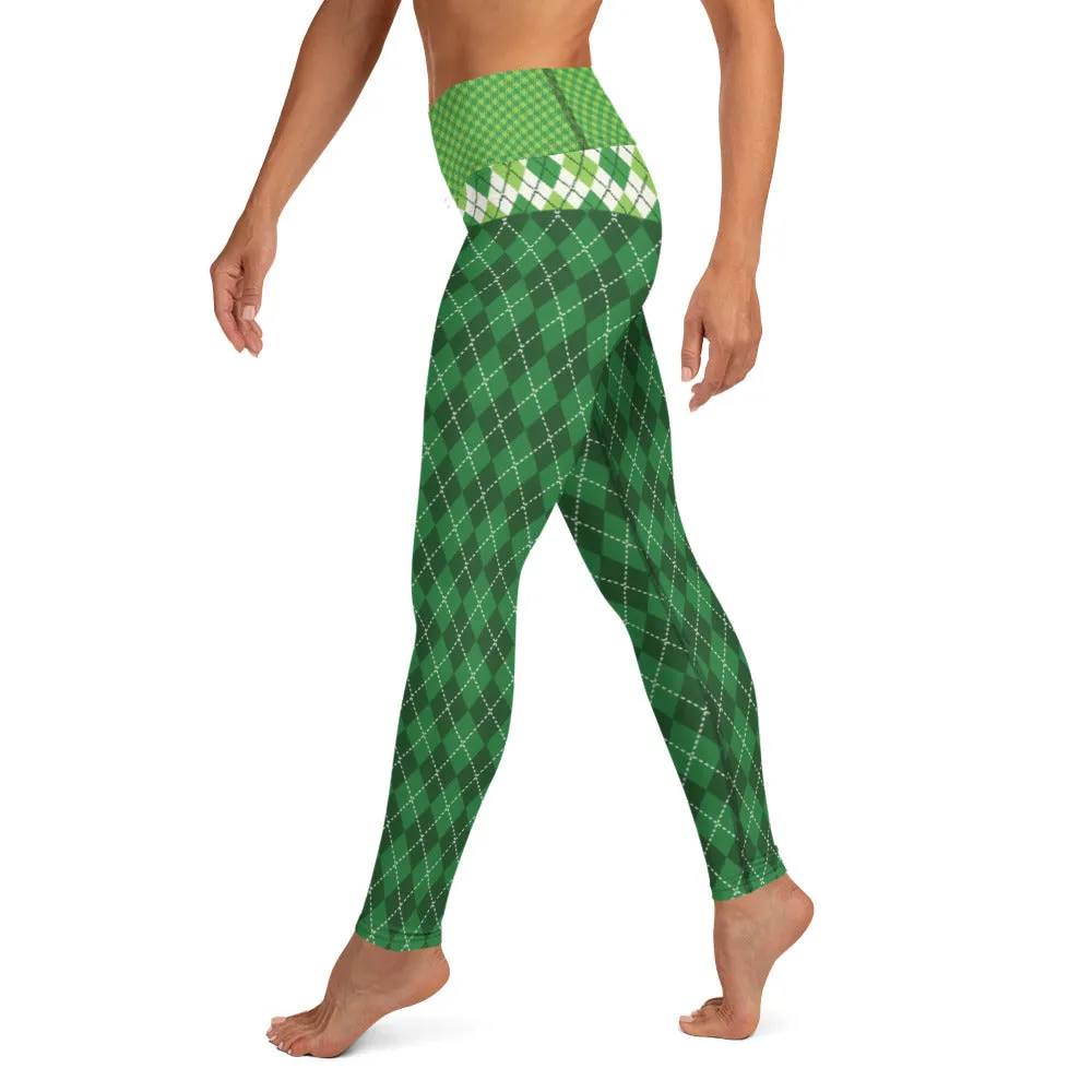 Green Plaids - Women's Yoga Leggings