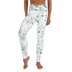 Greens Watercolor Leaves - Yoga Leggings