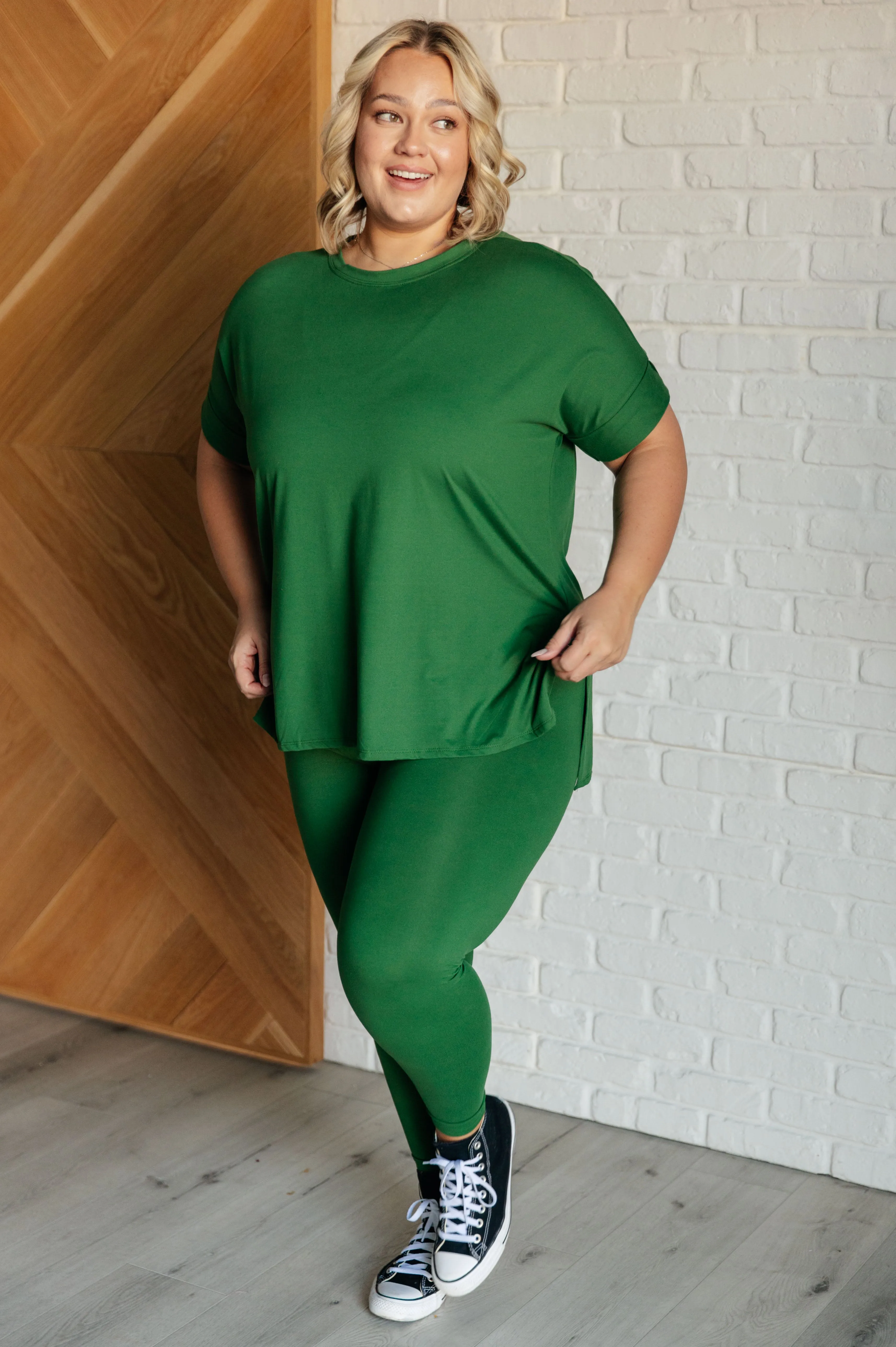 Hazel Blues® |  Soft Serve Brushed Microfiber Set in Dark Green