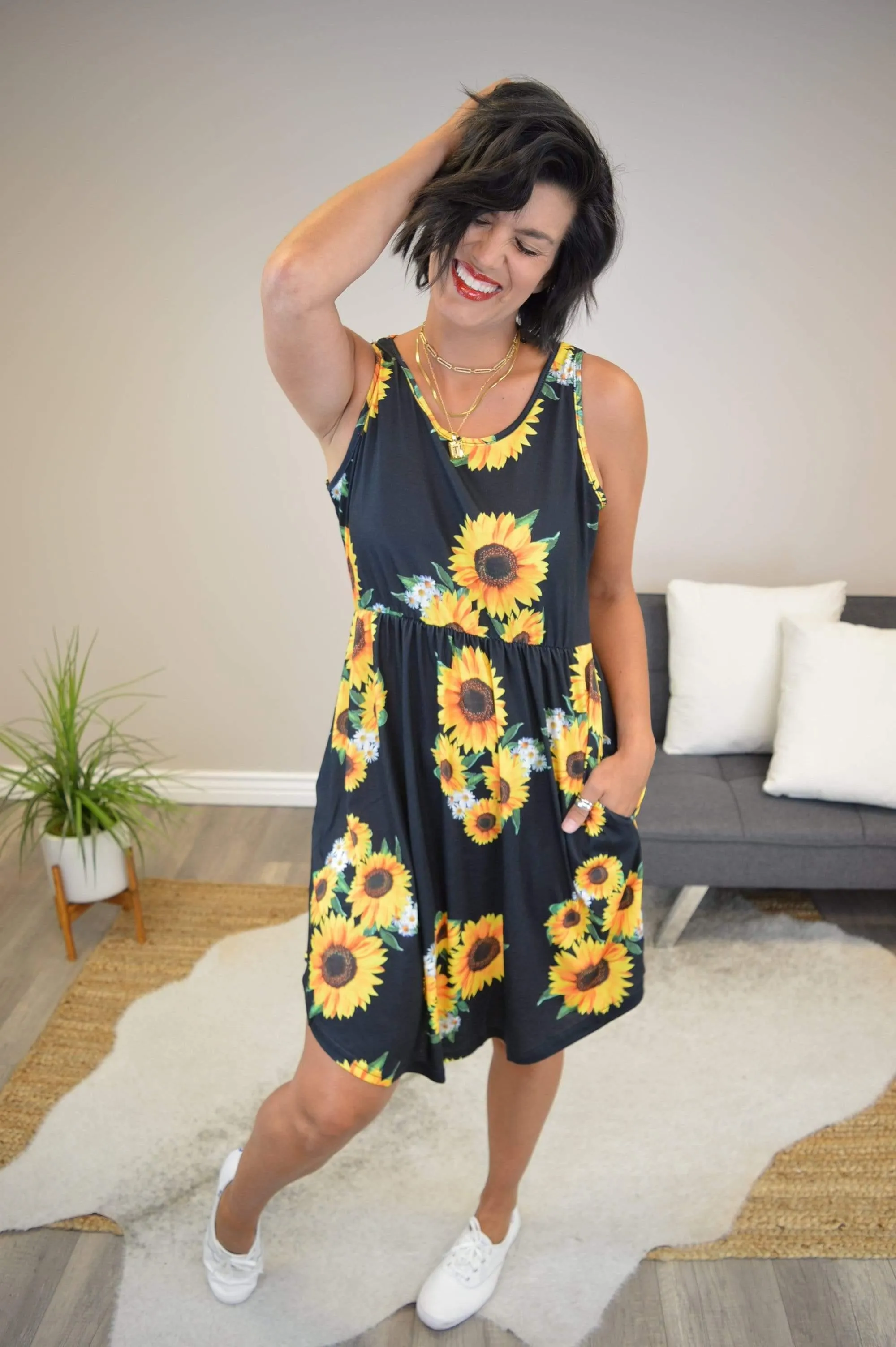 Hazel Blues® | Sunflower Baby Doll Tank Dress
