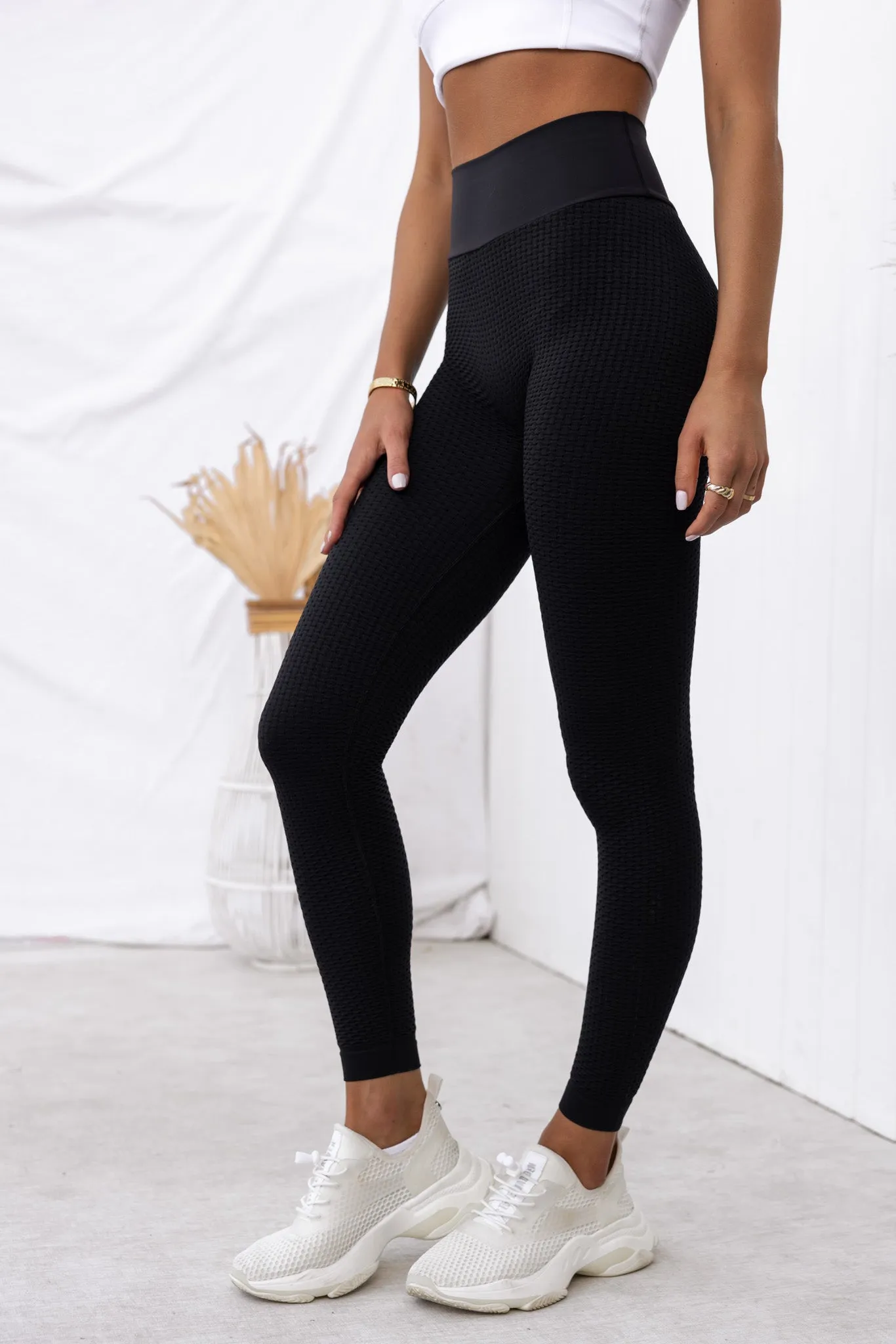 Honeycomb Scrunch Seamless Leggings - Black