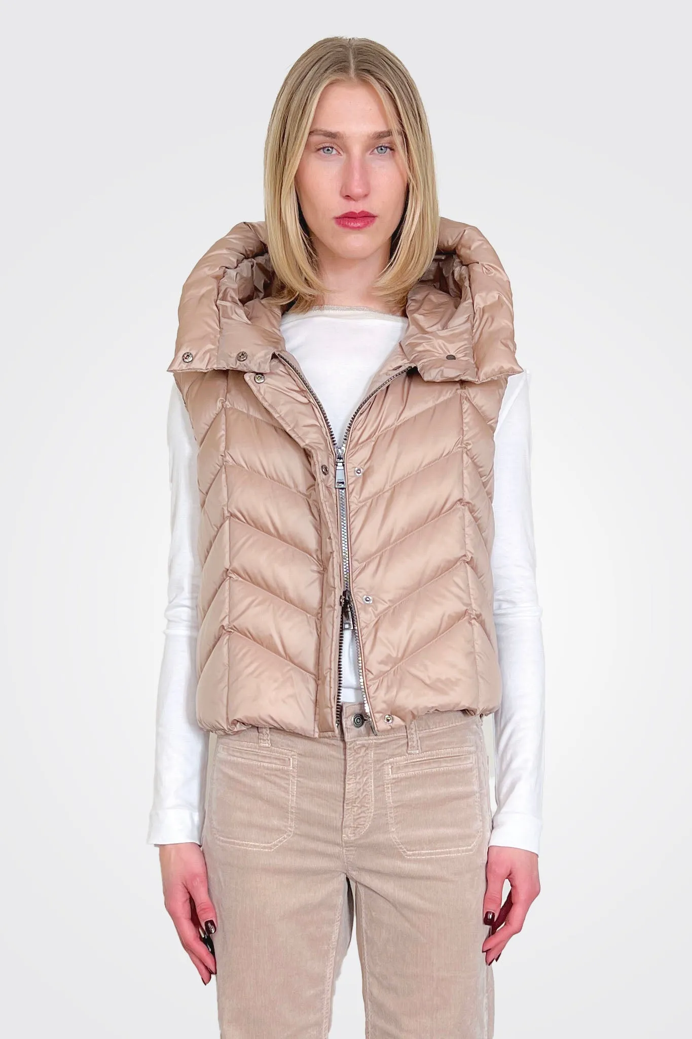Hooded Puffer Vest - Rose