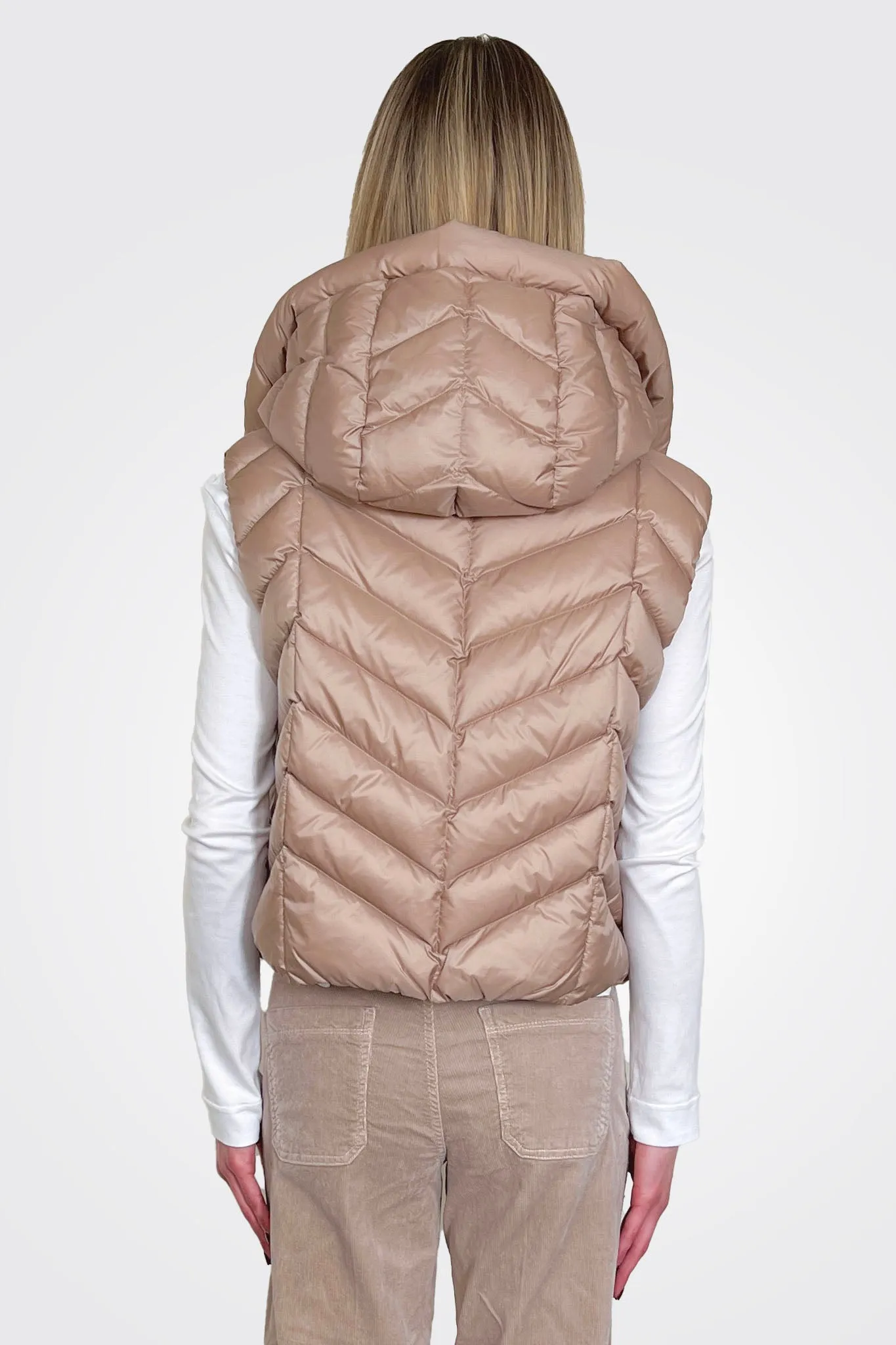 Hooded Puffer Vest - Rose