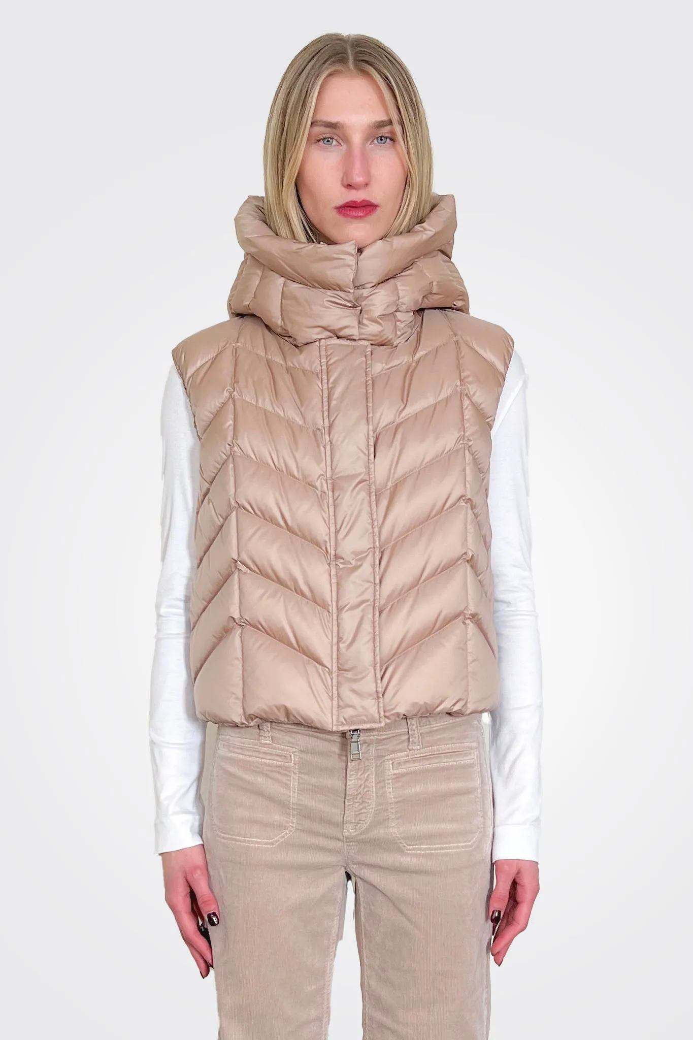 Hooded Puffer Vest - Rose