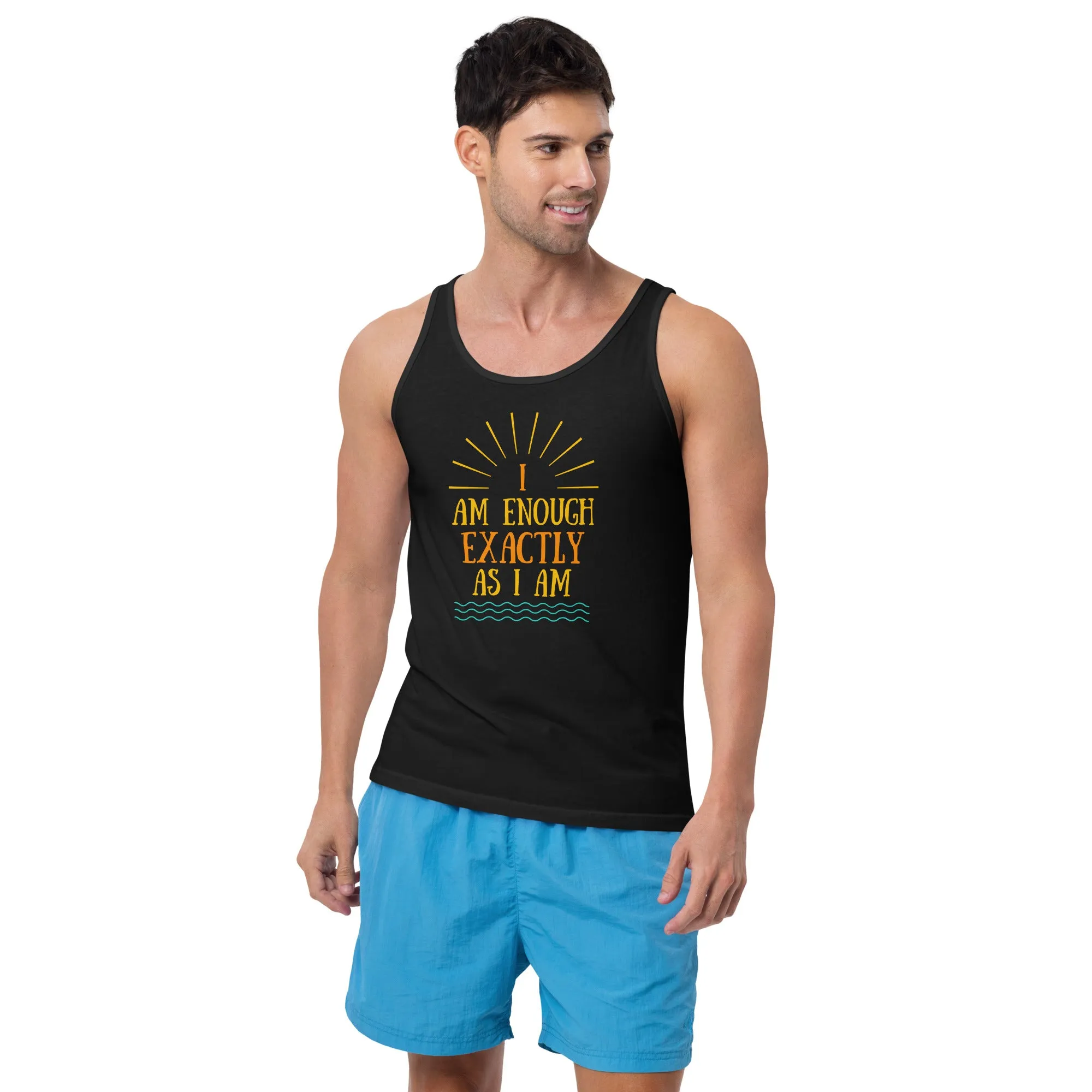 I AM ENOUGH VINTAGE Inspirational Graphic Positive Hip Tank Top for Men