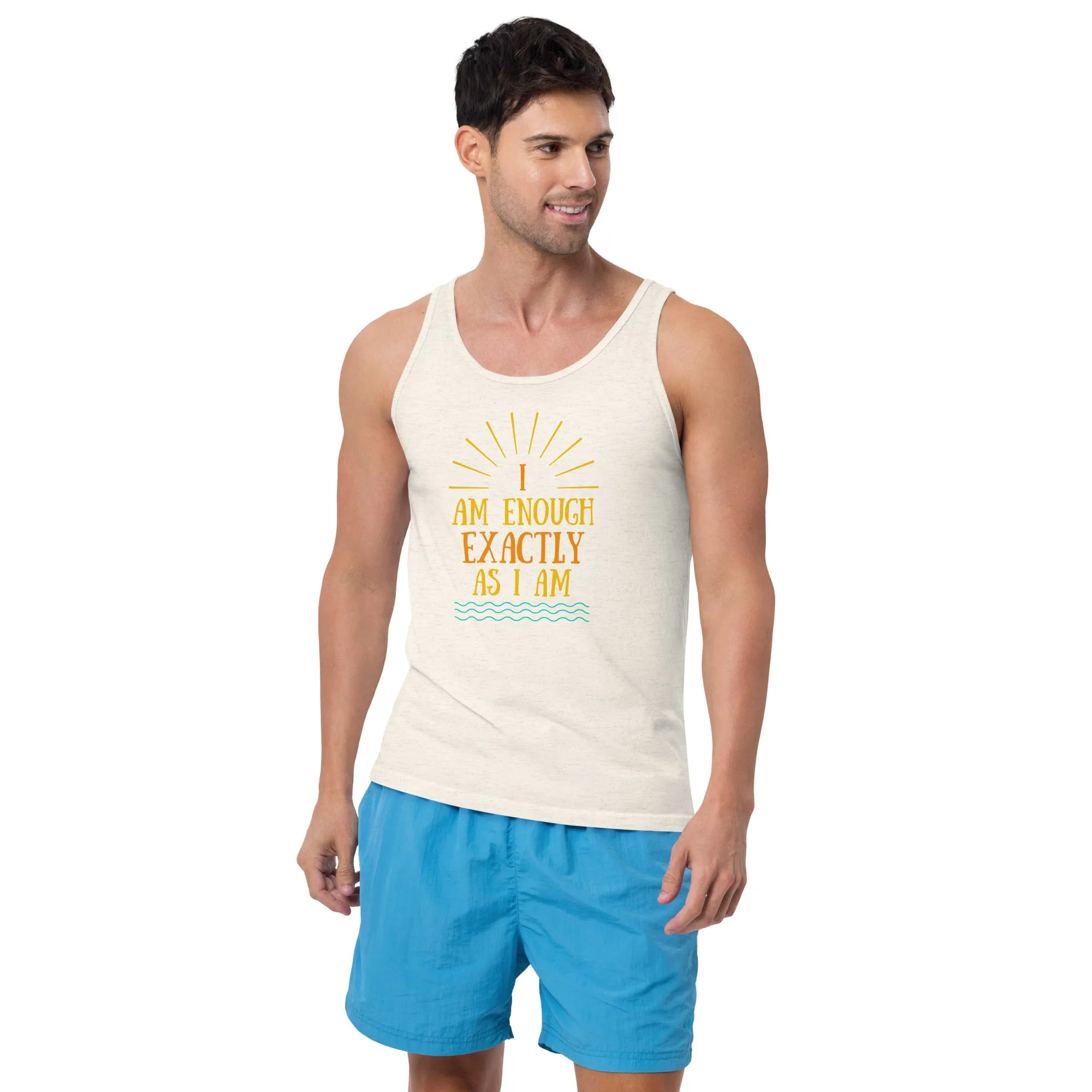 I AM ENOUGH VINTAGE Inspirational Graphic Positive Hip Tank Top for Men