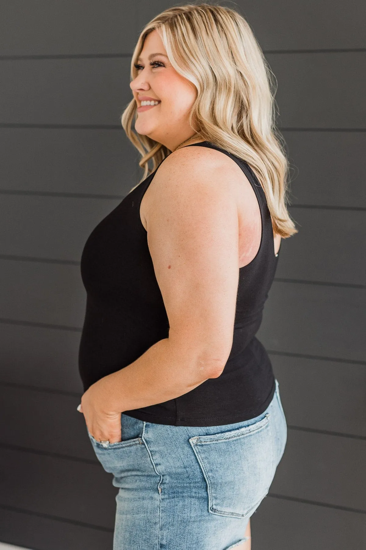 Isn't She Lovely Knit Tank Top- Black