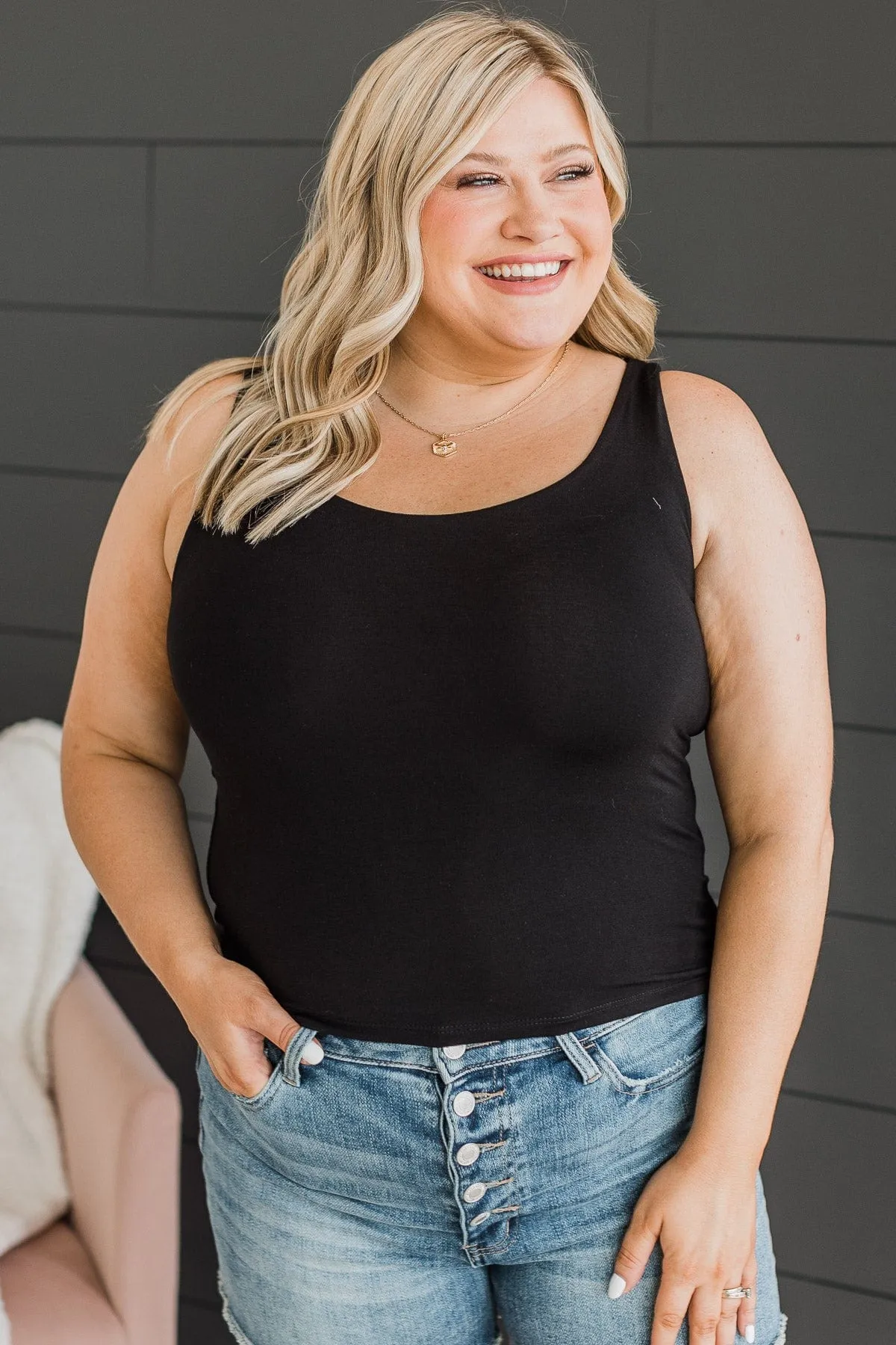 Isn't She Lovely Knit Tank Top- Black