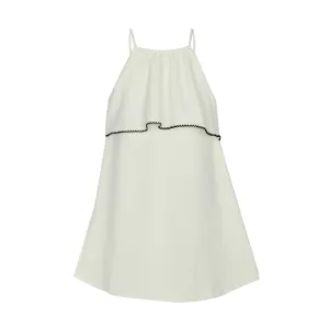 Ivory tank dress with ruffle by Little Parni