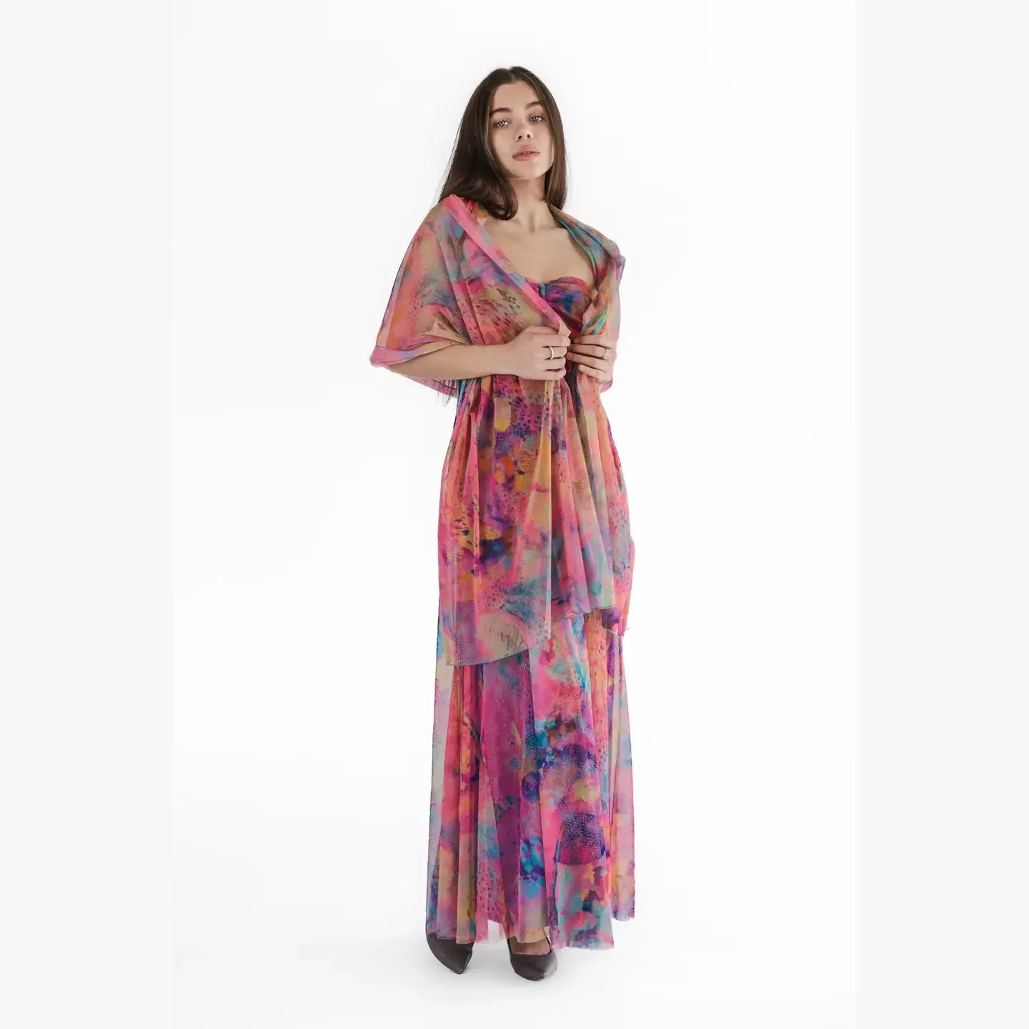 JORDANA Long And Wide Sheer Shawl Stole Wrap Cover.