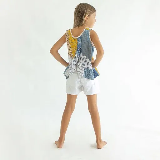 Joyous & Free Golden Girl Blanket Print Ruffle Tank