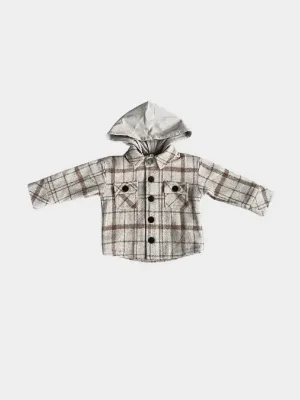 Kid's Hooded Shacket - Toffee Beige
