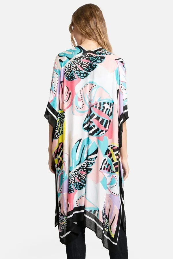 Kimono Cardigan with Bohemian Leaf Print for Spring summer