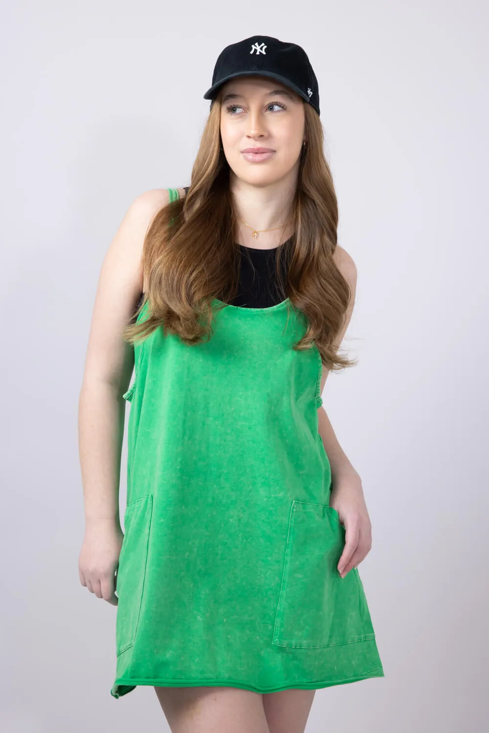 Knit Mini Dress with Shorts for Women in Green | ND31251-GREEN