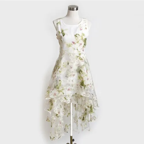 ladies Organza dresses vestidos irregular