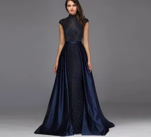 Latest Design Red High Neck Evening Dresses Dubai Sleeveless Beading Luxury Formal Dress