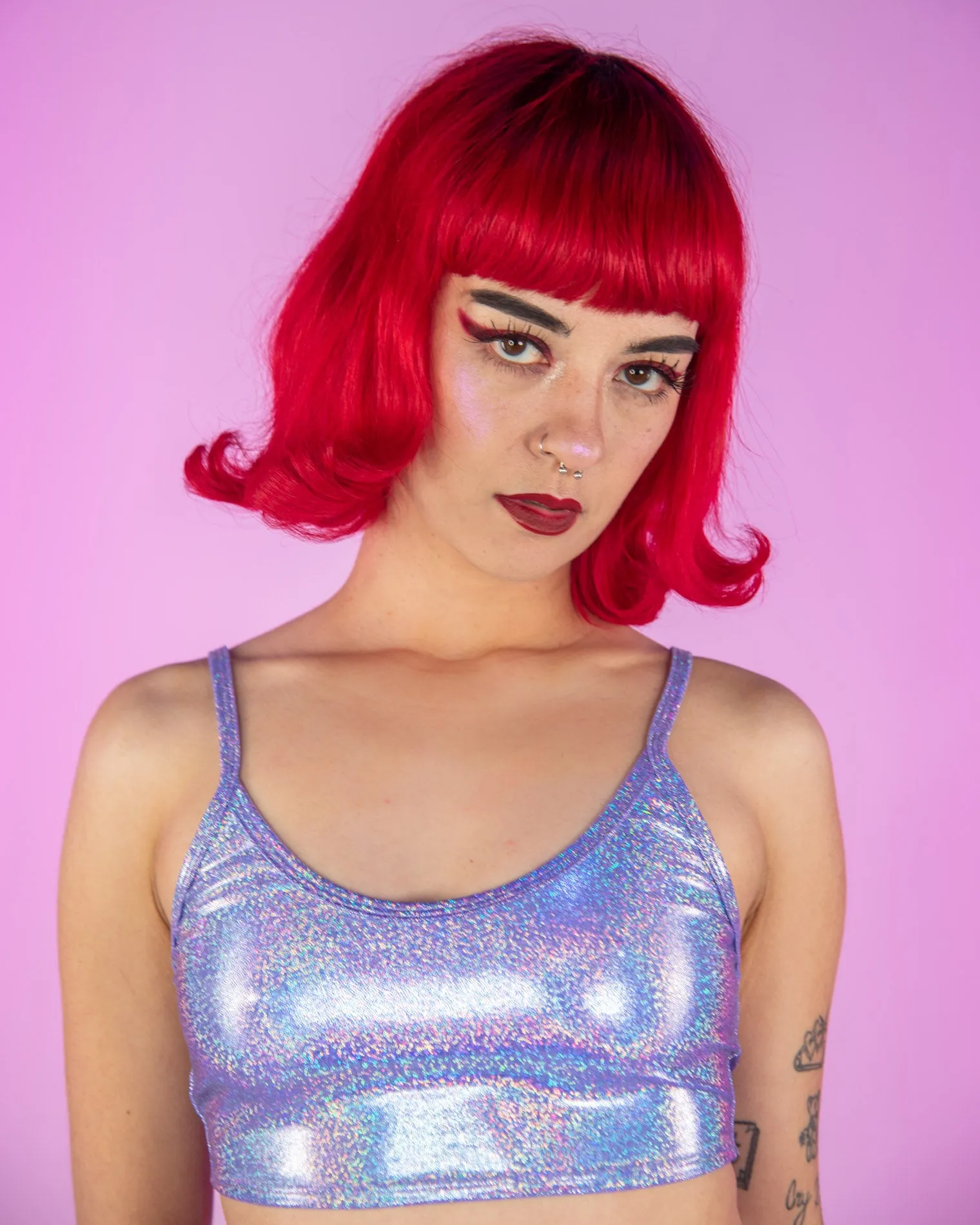 Lavender Metallic Spaghetti Tank