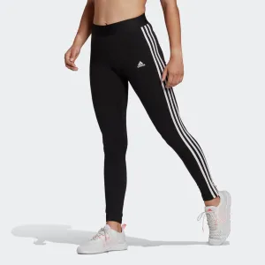 Legging fitness long coton majoritaire taille haute femme - 3 bandes noir blanc