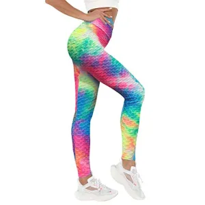 Leggings for Women Butt Lift - Scrunch Booty Lifting TikTok Workout Yoga Pants (Unicorn Tie Dye Leggings, L/XL)
