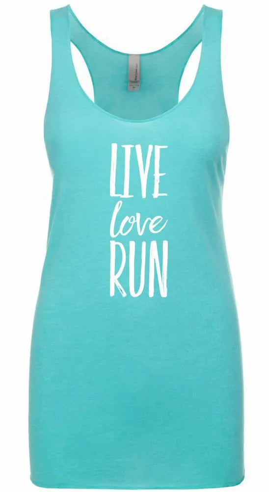 LIVE LOVE RUN Racer Back Tri-Blend Tank Top for Women